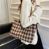 Women's Plaid Commuter Tote Bag Large Capacity Single Shoulder Crossbody