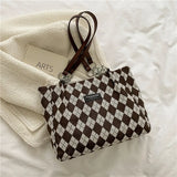 Women's Plaid Commuter Tote Bag Large Capacity Single Shoulder Crossbody
