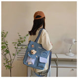 Sweet Bear Messenger Bag Large Capacity Nylon Study Bag