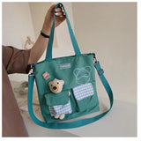 Sweet Bear Messenger Bag Large Capacity Nylon Study Bag