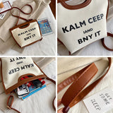 Canvas Shoulder Bag Casual Ladies Bucket Bag Large Capacity Handbag