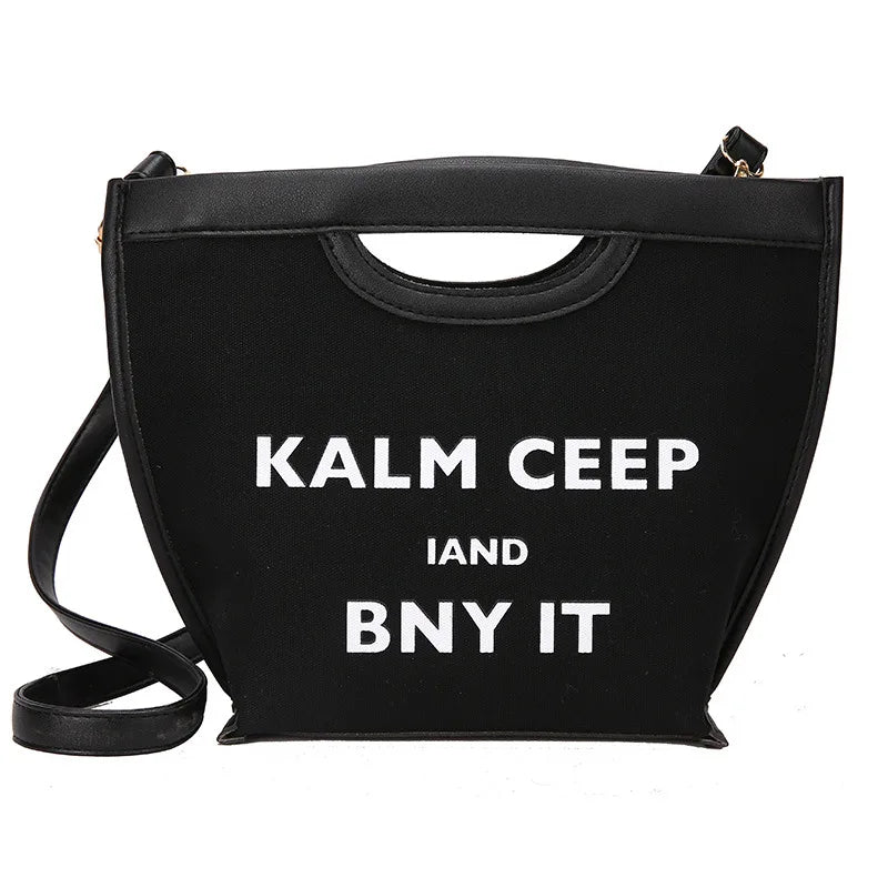 Canvas Shoulder Bag Casual Ladies Bucket Bag Large Capacity Handbag