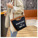 Canvas Shoulder Bag Casual Ladies Bucket Bag Large Capacity Handbag