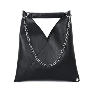Women's High Capacity PU Leather Shoulder Bag with Chains