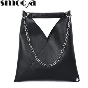 Women's High Capacity PU Leather Shoulder Bag with Chains