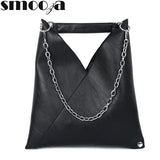 Women's High Capacity PU Leather Shoulder Bag with Chains