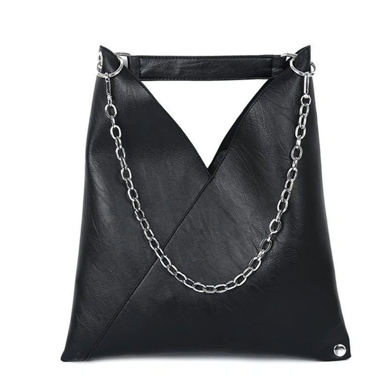 Women's High Capacity PU Leather Shoulder Bag with Chains
