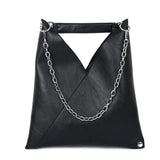 Women's High Capacity PU Leather Shoulder Bag with Chains