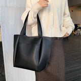 Women's Large Capacity Shoulder Bag PU Leather Handbag Retro Tote Bag