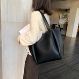 Women's Large Capacity Shoulder Bag PU Leather Handbag Retro Tote Bag