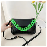 Women's Large Leather Handbag with Acrylic Chain Tote