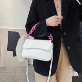 Women's Large Leather Handbag with Acrylic Chain Tote