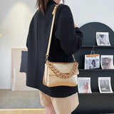 Women's Large Leather Handbag with Acrylic Chain Tote