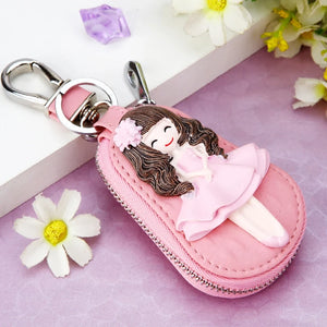 Women's Leather Key Chain Car Protective Case Key Bag