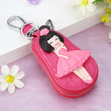 Women's Leather Key Chain Car Protective Case Key Bag