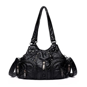 Sheepskin Shoulder Crossbody Handbag Ruched Clutch