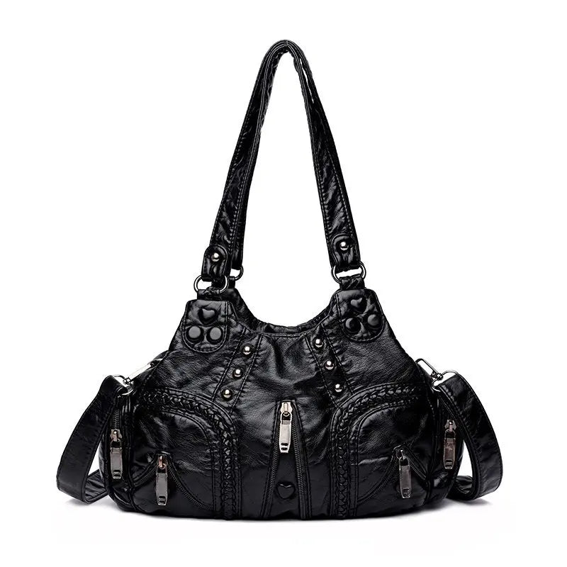 Sheepskin Shoulder Crossbody Handbag Ruched Clutch