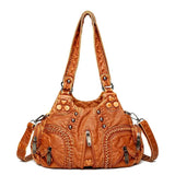 Sheepskin Shoulder Crossbody Handbag Ruched Clutch