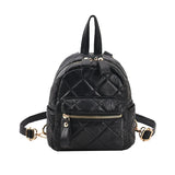 Women's Quilted Leather Backpack Small Casual Ladys Shoulder Bags