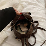 Women's Quilted Leather Backpack Small Casual Ladys Shoulder Bags