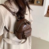 Women's Quilted Leather Backpack Small Casual Ladys Shoulder Bags
