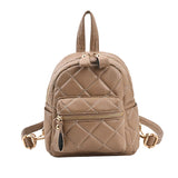 Women's Quilted Leather Backpack Small Casual Ladys Shoulder Bags