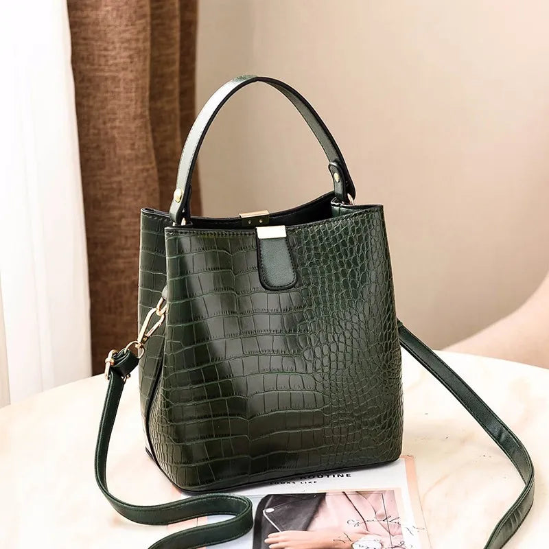 Crocodile-print Bucket Bag Handbag One-shoulder Bag