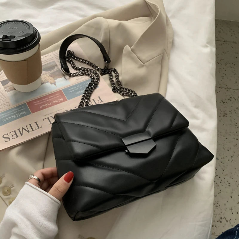 Women's Chain Leather Cross-Body Bag