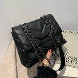 Women's Chain Leather Cross-Body Bag