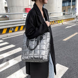 Nylon Quilted Top-handle Crossbody Bag with Embroidery