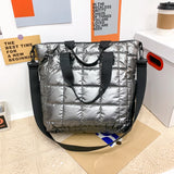 Nylon Quilted Top-handle Crossbody Bag with Embroidery