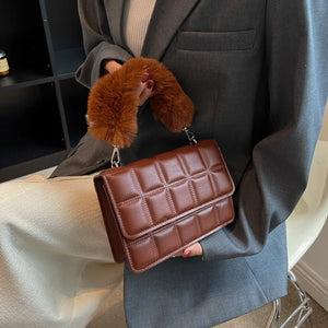 Women's Lattice Crossbody Shoulder Bag Plush Emboss Handbag