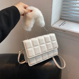 Women's Lattice Crossbody Shoulder Bag Plush Emboss Handbag