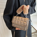 Women's Lattice Crossbody Shoulder Bag Plush Emboss Handbag