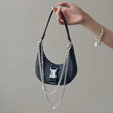 Women's PU Leather Armpit Shoulder Bag Casual Chain Handbag