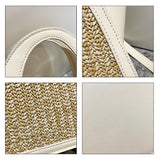 Women's Spliced Shoulder Bag Straw Handbag Rattan Trapeze Bag