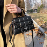 Plaid Vintage PU Leather Underarm Flap Handbag for Women