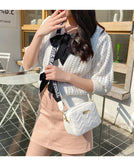 Women's Square Messenger Bag with Embroidered Wavy Design