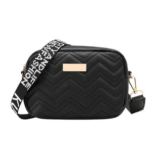 Women's Square Messenger Bag with Embroidered Wavy Design