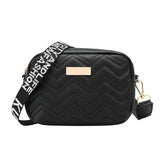Women's Square Messenger Bag with Embroidered Wavy Design