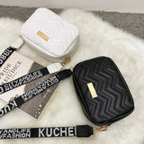 Women's Square Messenger Bag with Embroidered Wavy Design