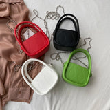 Women's Small Pu Leather Handbag Metal Chain Messenger Purse Mini Bag