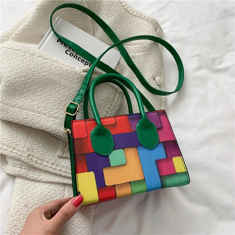 Rainbow Striped Crossbody Shoulder Bag for Women