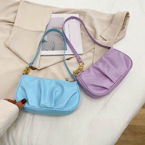 Women's Retro Pleated Chain Underarm Bag Small Handbag
