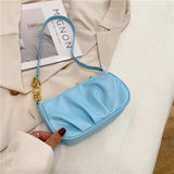 Women's Pleated Chain Shoulder Bag Casual Small Handbag Purse