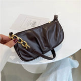 Women's Pleated Chain Shoulder Bag Casual Small Handbag Purse