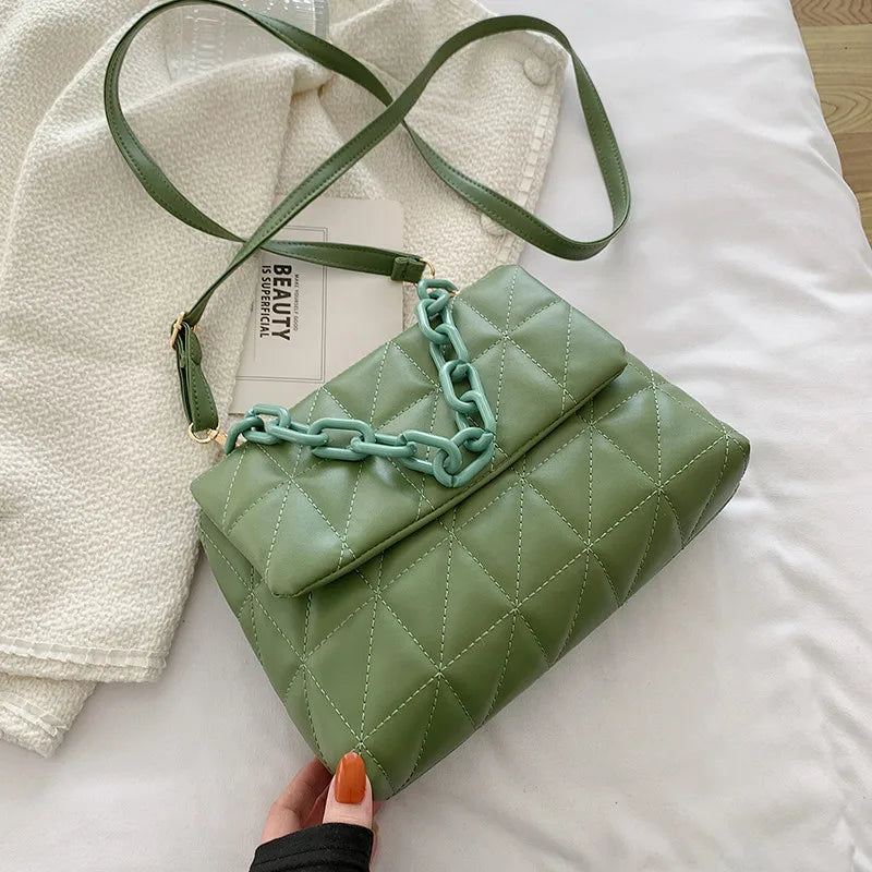 Acrylic Chain Rhombus Shoulder Crossbody Bag for Women