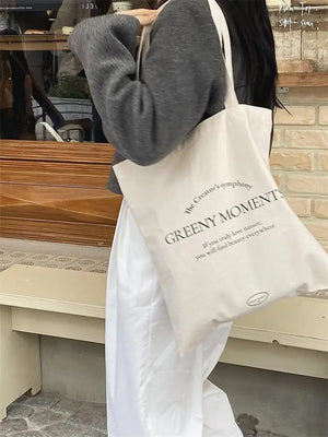 Vintage Letter Art Women Handbags Shoulder Tote Bags Large Capacity