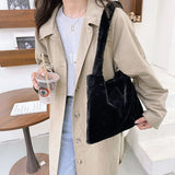 Plush Cherry Pattern Shoulder Bag, Retro Tote Handbag