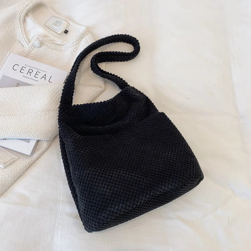 Women's Winter Knitting Shoulder Bag Large Capacity Shopper Handbag